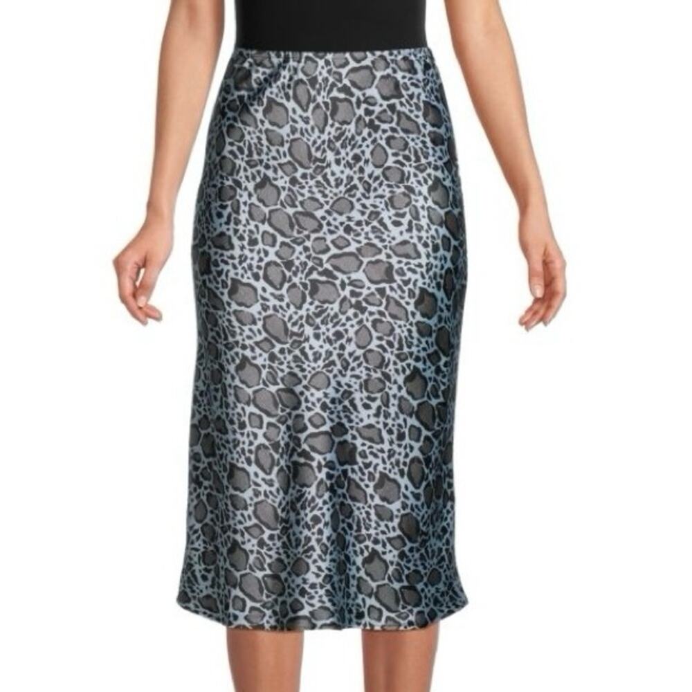 GUC Love...ady Blue and Black Animal Print Midi Skirt. Size M.